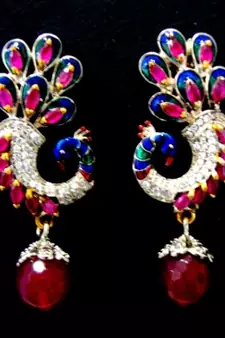 Beautiful Stone Studded Peacock Design Hangings In Victorian Style