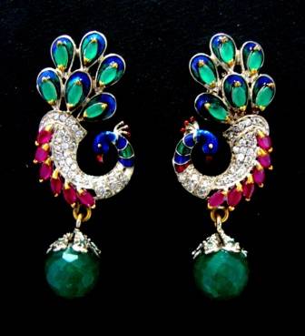 Beautiful Stone Studded Peacock Design Hangings In Victorian Style 2