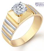 Sukkhi Gold and Rhodium Plated Solitaire CZ Ring for Men(128GRK650)