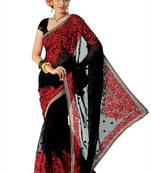 Bollywood Women's Indian Ethnic  Designer Black Georgette Party Wedding Saree with  Blouse Unstitched(1379)