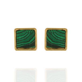 Chic and Trendy Green Colour Square Shape Alloy Ear Studs for Girls & Women 1