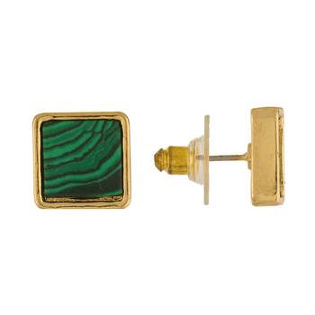 Chic and Trendy Green Colour Square Shape Alloy Ear Studs for Girls & Women 2