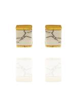 Modish White Colour Cube with Gold Plated Alloy Ear Studs for Girls & Women