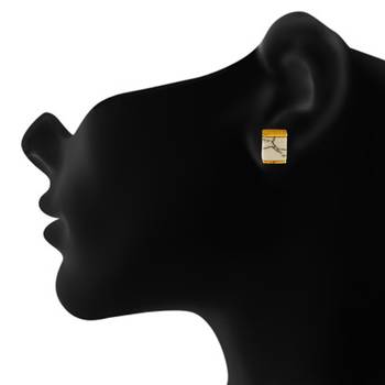 Modish White Colour Cube with Gold Plated Alloy Ear Studs for Girls & Women 3