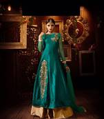 Golden tapetha silk embroidery unstitched lehenga choli