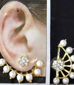 White Pearl Flower Stone Ear - Cuff Earring