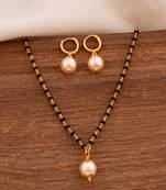 Black beads mangalsutra (with cap) SHORT) and earrings set one gram gold