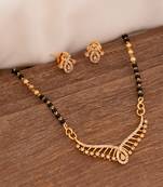 Diamond pendant mangalsutra SHORT and earrings set one gram gold