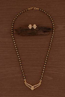 Black beads mangalsutra SHORT with matching earrings 1