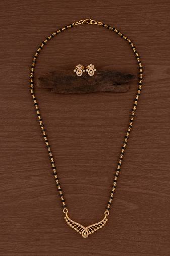 Black beads mangalsutra SHORT with matching earrings