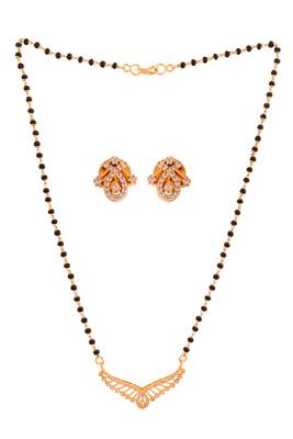 Black beads mangalsutra SHORT with matching earrings 2