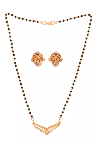 Black beads mangalsutra SHORT with matching earrings