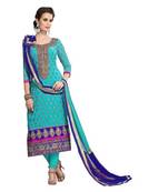Blue georgette embroidered semi stitiched salwar