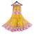 Yellow color net fabric ribbon flower embroidrery work frock