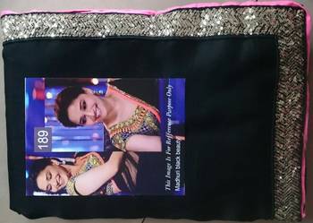 Black embroidered linen saree with blouse 2