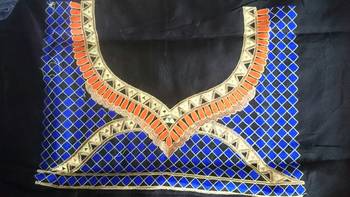 Black embroidered linen saree with blouse 3