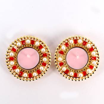 Pair of pearl with crystal diyas 2