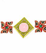 Acrylic swastika and diya