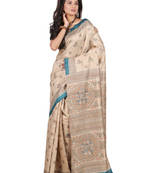 multicolor printed pure tussar silk saree with blouse