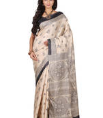 multicolor printed pure tussar silk saree with blouse