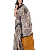 multicolor printed pure tussar silk saree with blouse