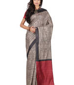 multicolor printed pure tussar silk saree with blouse