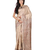 multicolor printed pure tussar silk saree with blouse