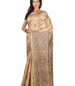 multicolor printed pure tussar silk saree with blouse