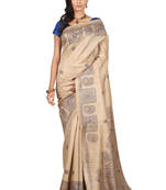 multicolor printed pure tussar silk saree with blouse