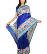 multicolor printed pure tussar silk saree with blouse