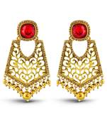 Exclusive Cut Work Design Golden Drop Dangle Earrings