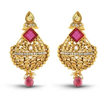 Exclusive Design Gold Finish Dangle Earrings 1