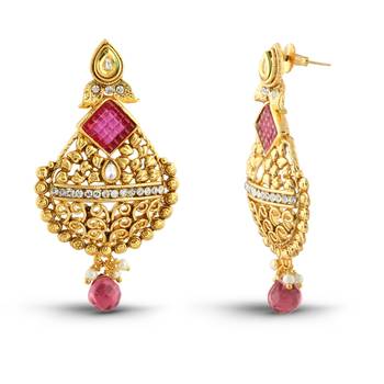 Exclusive Design Gold Finish Dangle Earrings 2