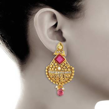 Exclusive Design Gold Finish Dangle Earrings 3