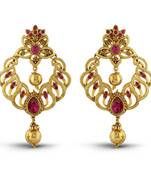 Golden Drop Pink Stone Gold Finish Exclusive Design Dangle Earrings