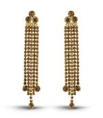 Dazzling Gold Finish Austrian Stone Long Cup Chain Earrings