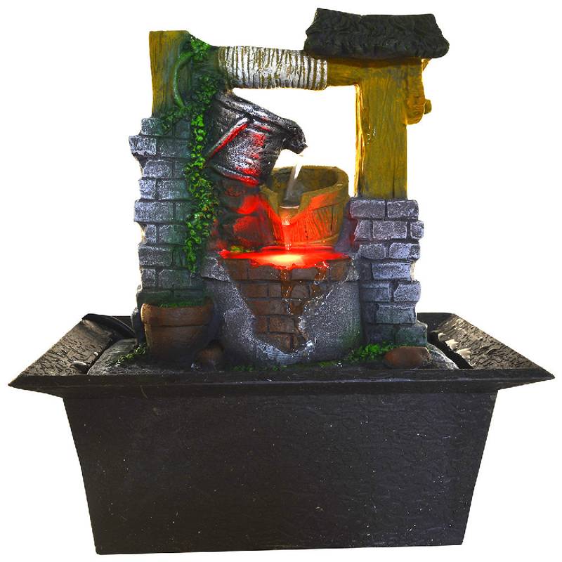 Multi Vessel And Well Theme Electric Motor Non Stop Water Led Glowed Decorative Indoor Water