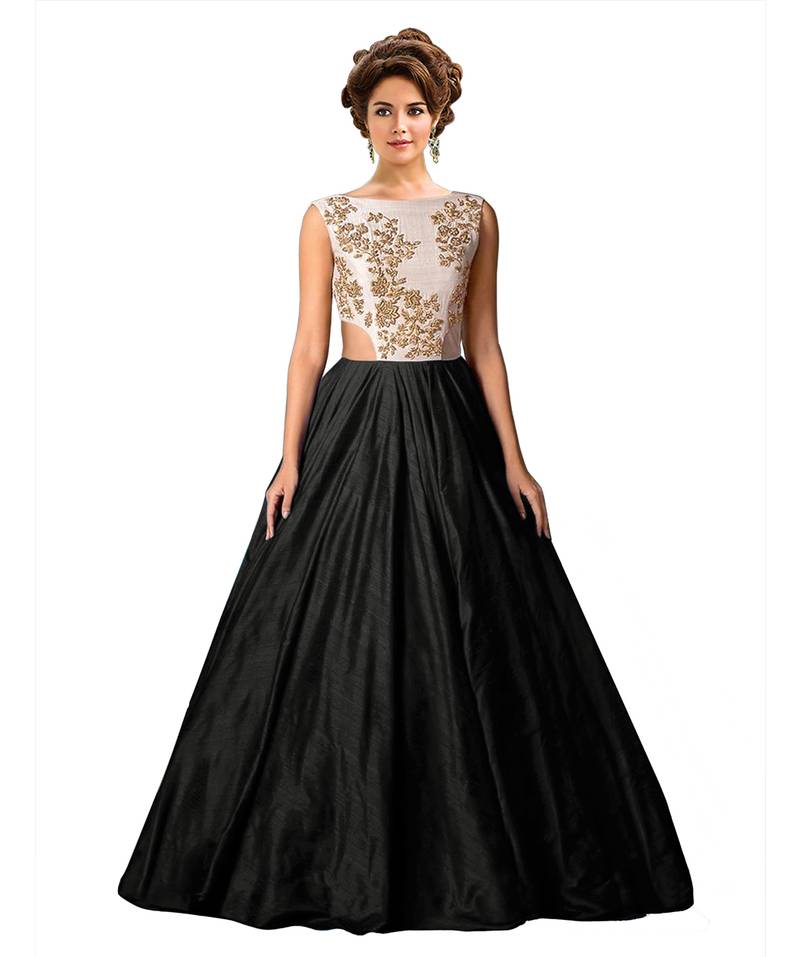 Black embroidered tat silk salwar