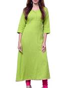 Parrot green cotton linen plain kurti