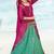 A Magenta and Turquoise Colour Cotton Jacquard Rajputi Poshak