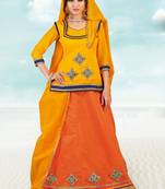 Orange and Yellow Chanderi Cotton Rajputi Poshak