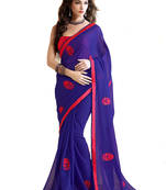 sky-Blue embroidered georgette  saree with blouse