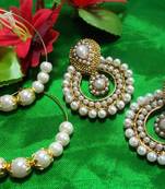 Buy 1 get 1 free white pearl polki earrings