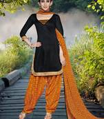 Black lace cotton patiala salwar suit with dupatta