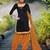 Black lace cotton patiala salwar suit with dupatta