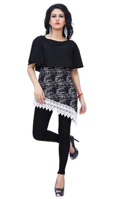 Black printed crepe tops 1