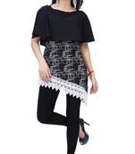 Black printed crepe tops