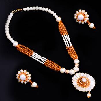 Orange crystal necklace-sets 2