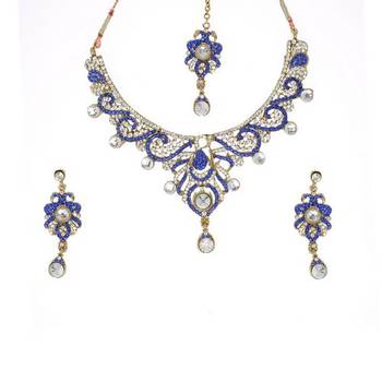 Blue cubic zirconia necklace-sets 2