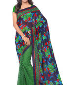 Green printed georgette saree with blouse